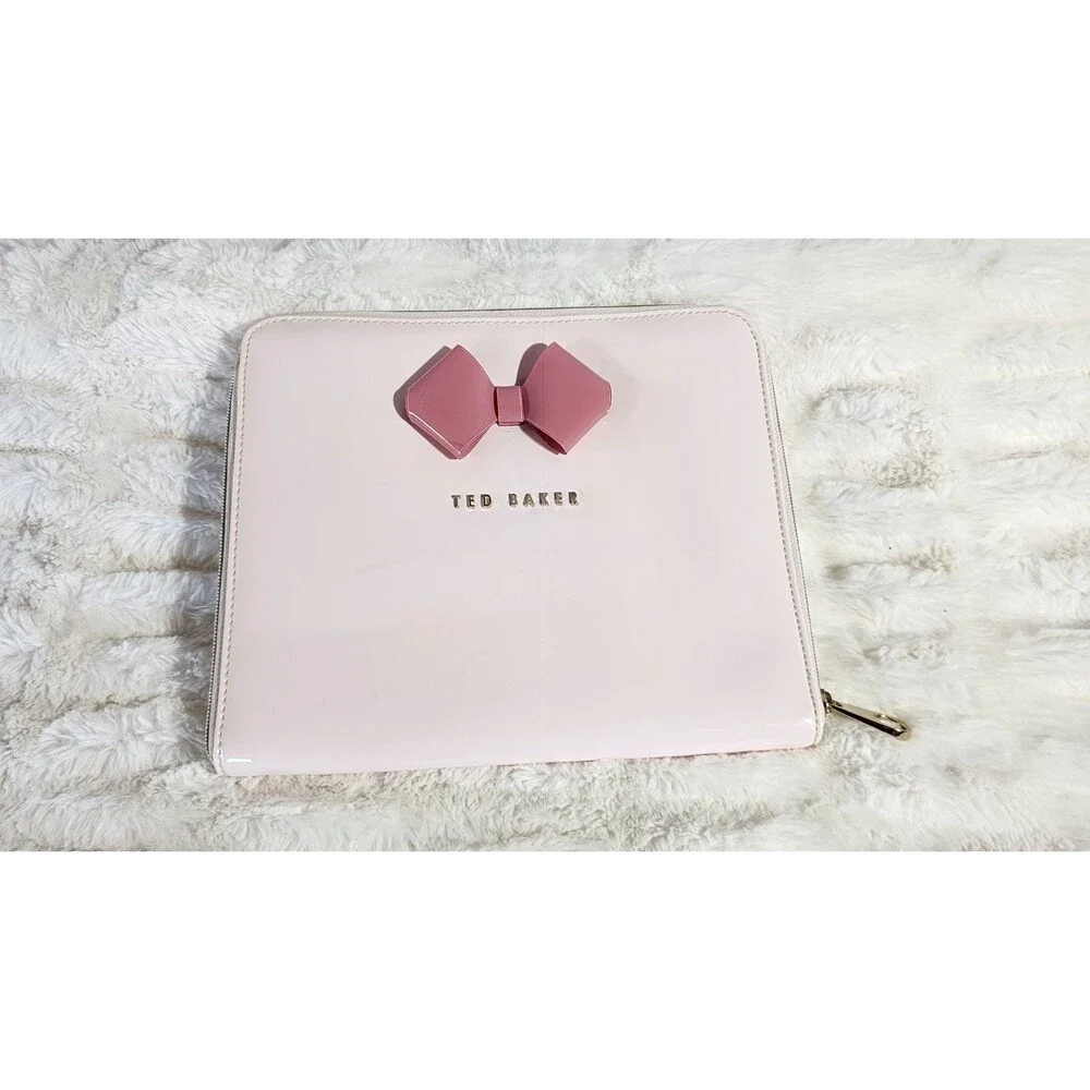 Ted Baker Pink Patent Ipad Tablet E-reader Organizer Sleeve/Case clutch FLAW